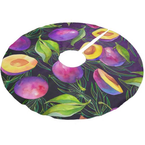 Purple Plum Pattern Brushed Polyester Tree Skirt