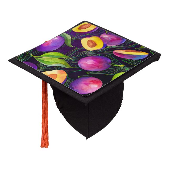 Purple Plum Pattern Graduation Cap Topper (Angled)