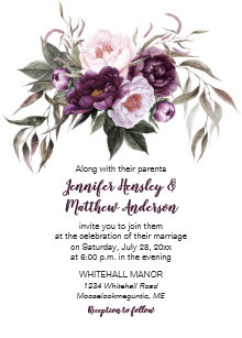 Plum Wedding Invitations Zazzle Purple Plum Pink Watercolor Fl Wedding 3 Invitation