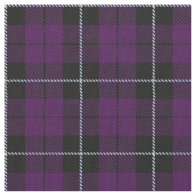 Purple/Plum plaid with white/black stripe Fabric (Close Up)