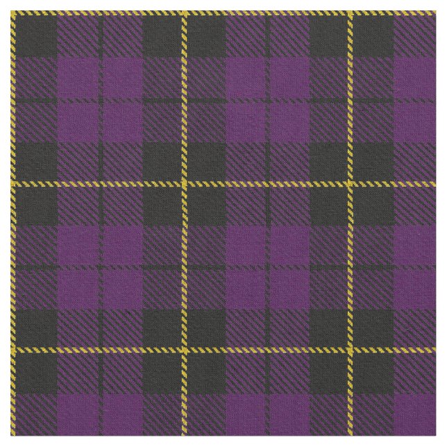 Purple/Plum plaid yellow/gold/black stripe Fabric (Close Up)
