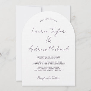 Purple Plum Romantic Modern Arch Wedding Invitation