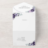 Purple Plum Silver Floral Blooms Geometric Wedding All In One Invitation (Outside)