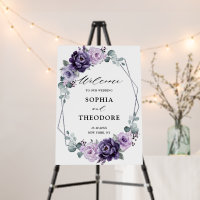 Purple Plum Silver Floral Blooms Wedding Welcome