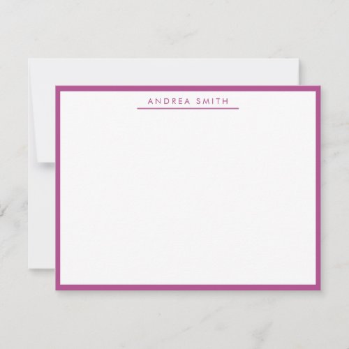 Purple Plum Simple Line Modern Stylish Elegant Note Card
