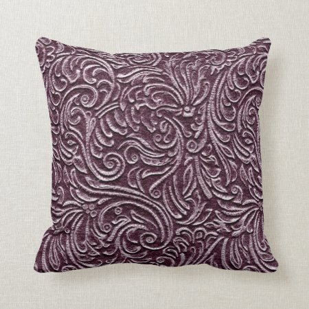 Purple Plum Vintage Tin Tile Look Rustic Home Throw Pillow