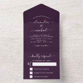 Purple Plum Wedding Modern Typography RSVP All In One Invitation (Inside)