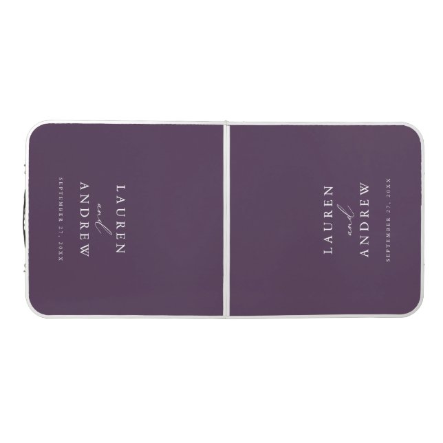 Purple Plum Wedding Personalized Beer Pong Table (Top)
