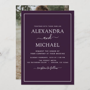 Purple Plum Wedding Romantic Photo Invitation