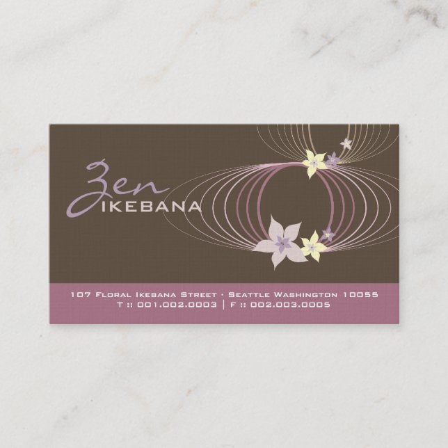 Purple Plumeria Frangipani Flower Chic Ikebana Zen Business Card (Front)