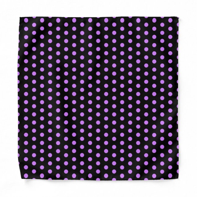Purple Poilka Dots Black Bandana or Choose Colors (Front)
