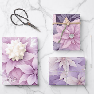 Purple Poinsettia Holiday Wrapping Paper