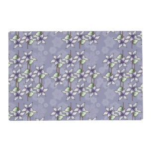Purple Poinsettias & Snowflakes Christmas Winter Placemat