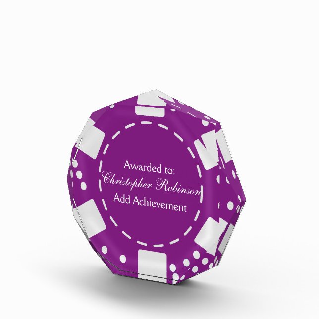 Purple Poker Chip Acrylic Award (Right)