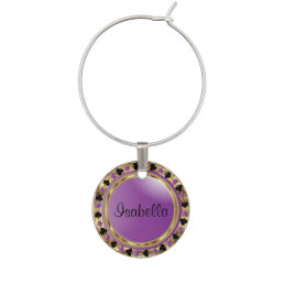 Purple Poker Game Card Player | Personalize Wine Charm