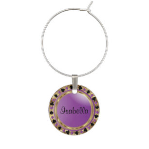 Purple Poker Game Card Player   Personalize Wine Charm