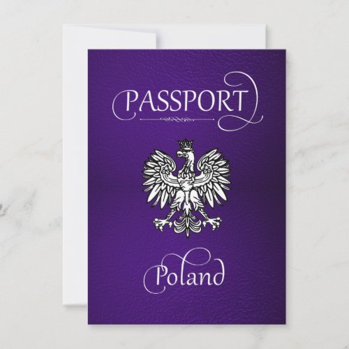 Purple Poland Passport Save the Date Card
