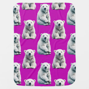 Purple Polar Bear Pattern Design  Baby Blanket