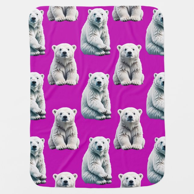 Purple Polar Bear Pattern Design  Baby Blanket (Front)