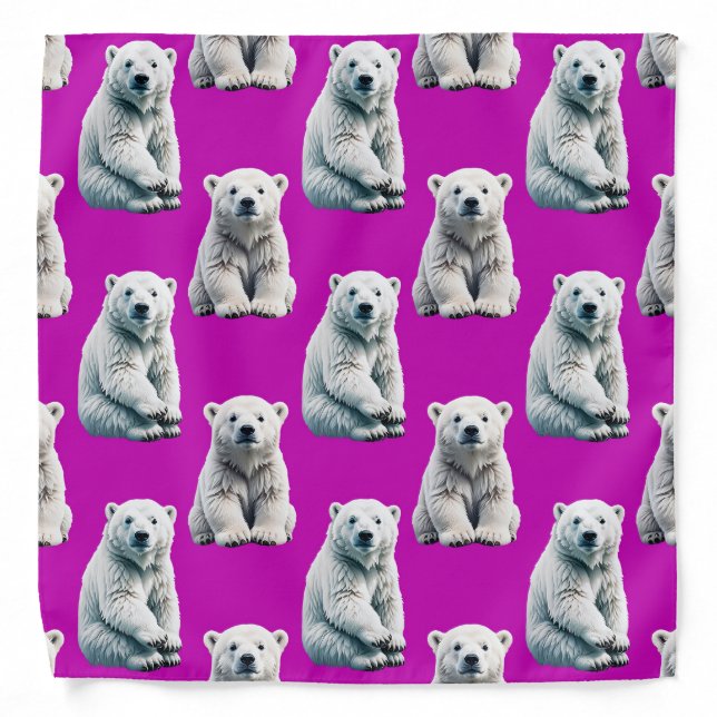 Purple Polar Bear Pattern Design  Bandana (Front)