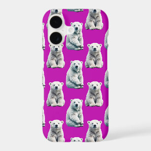 Purple Polar Bear Pattern Design iPhone 17 Case