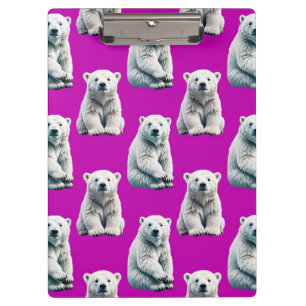 Purple Polar Bear Pattern Design Clipboard