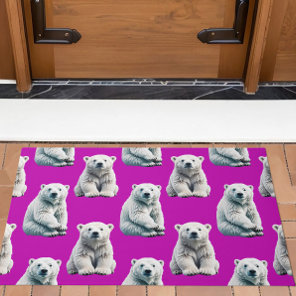 Purple Polar Bear Pattern Design  Doormat