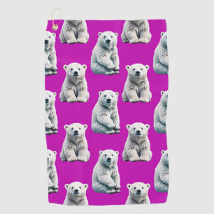 Purple Polar Bear Pattern Design Golf Towel
