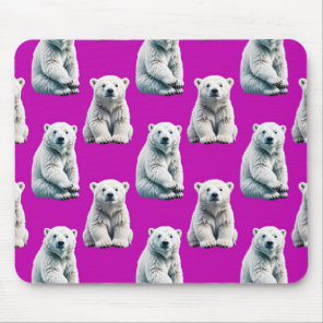 Purple Polar Bear Pattern Design  Mouse Pad