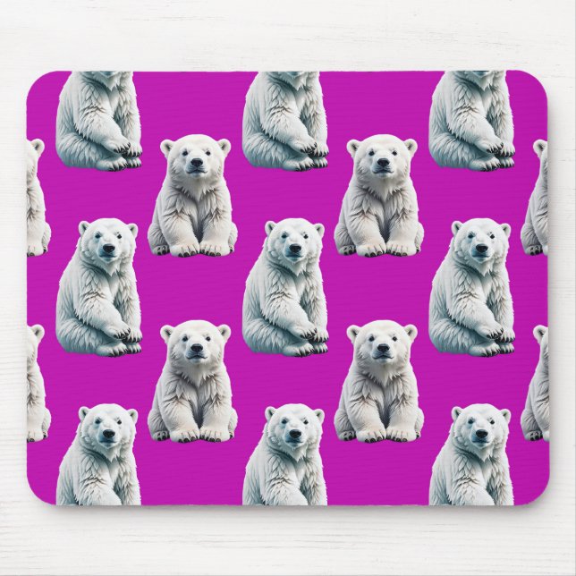 Purple Polar Bear Pattern Design  Mouse Pad (Front)