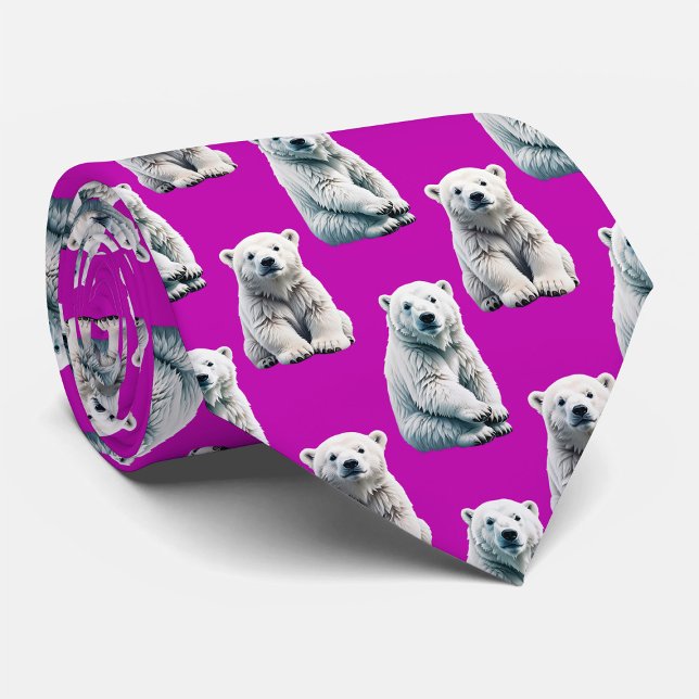Purple Polar Bear Pattern Design  Neck Tie (Creator Uploaded)