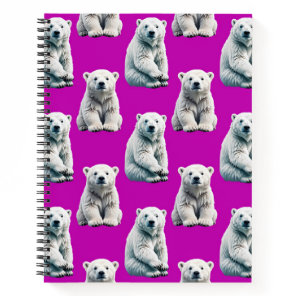 Purple Polar Bear Pattern Design  Notebook