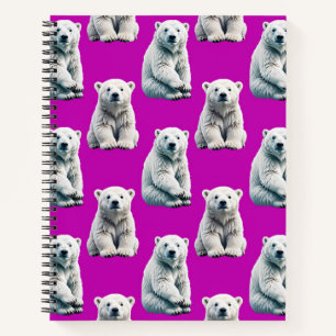 Purple Polar Bear Pattern Design Notebook