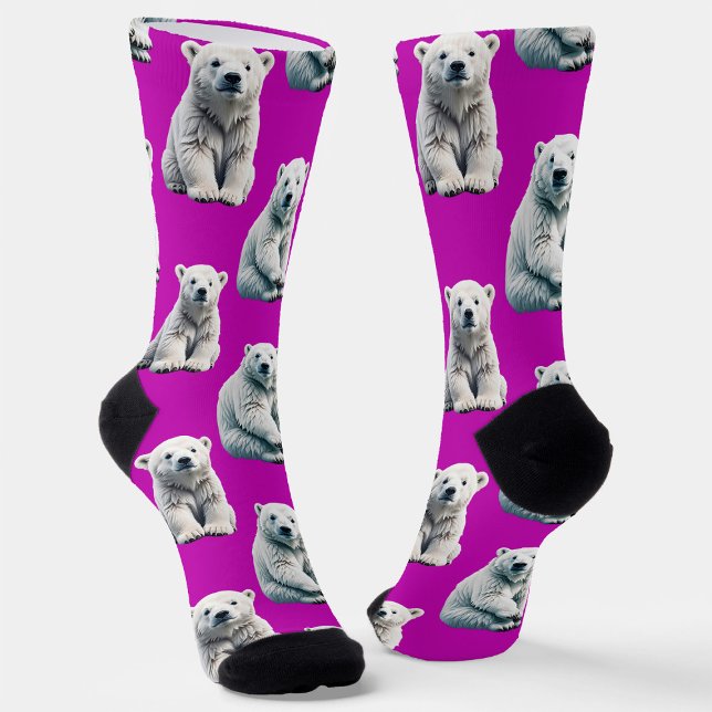 Purple Polar Bear Pattern Design  Socks (Creator Uploaded)