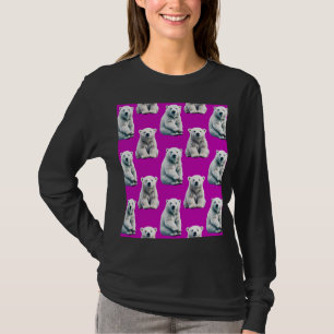 Purple Polar Bear Pattern Design T-Shirt