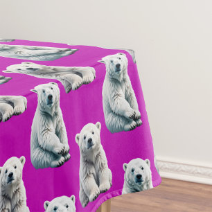 Purple Polar Bear Pattern Design Tablecloth
