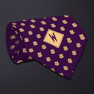 Purple Police Badge Pattern Neck Tie