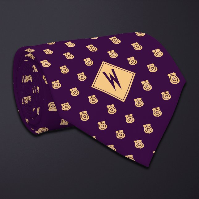 Purple Police Badge Pattern Neck Tie (Creator Uploaded)