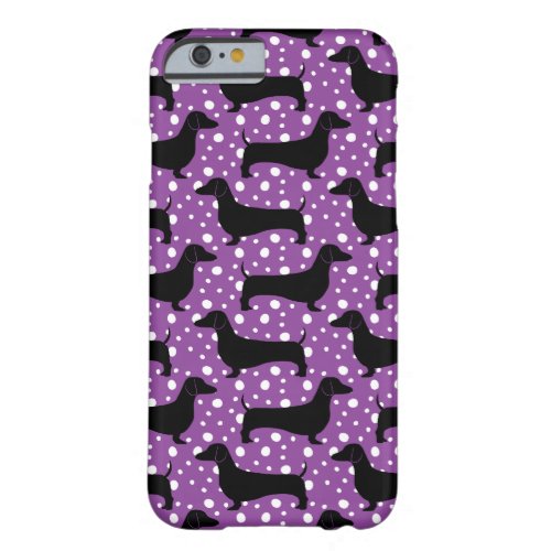 Purple Polka Dachshunds Barely There iPhone 6 Case