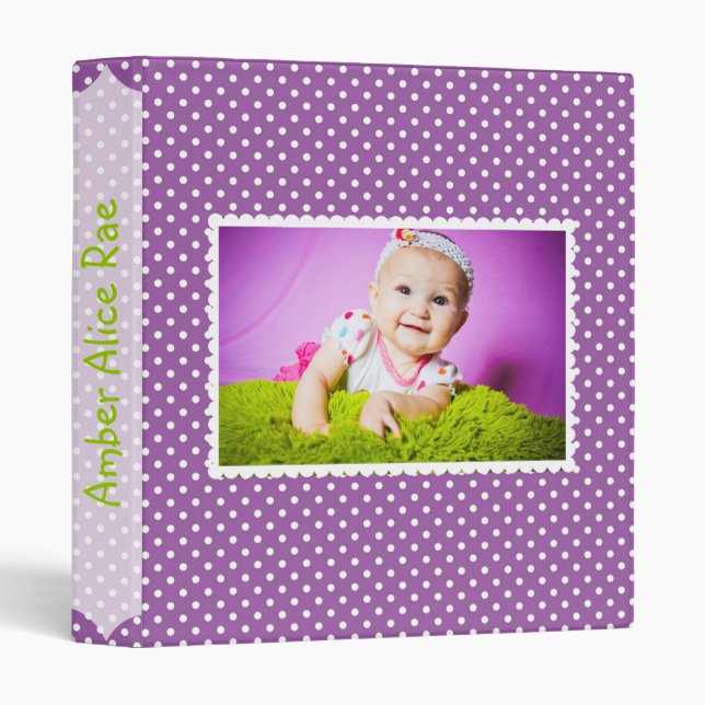 Purple Polka Dot Baby Album Binder (Front/Spine)