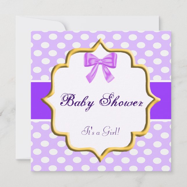 Purple Polka Dot Baby Shower Invitation (Front)