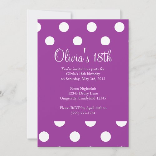 Purple Polka Dot Birthday Invitation
