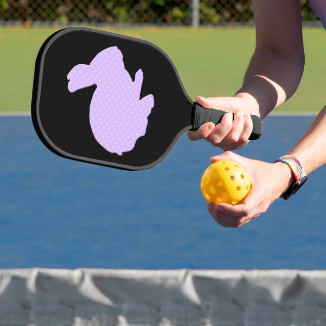 Purple Polka Dot Bunny Rabbit Pickleball Paddle (Insitu)