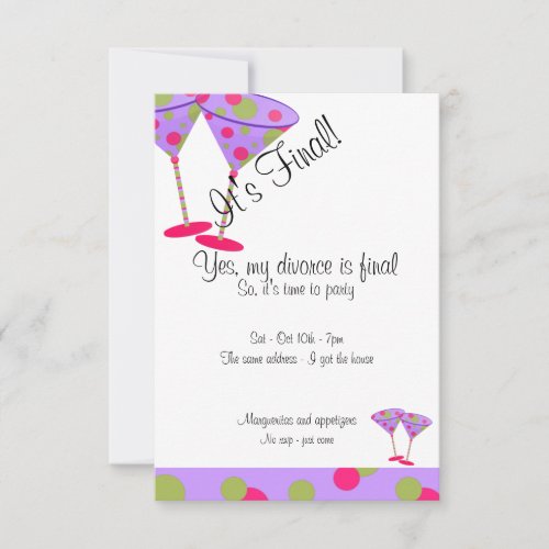 Purple Polka Dot Divorce Party Invitation