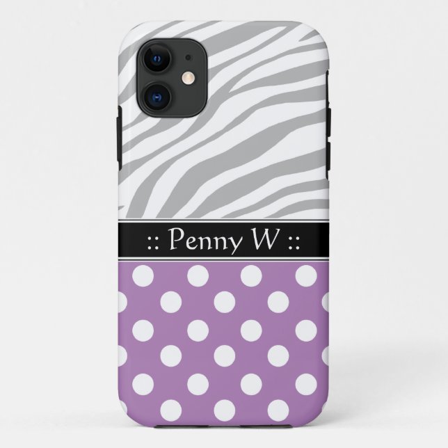 Purple Polka Dot Faded Zebra Print iPhone 5 Case (Back)