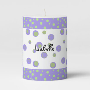 Purple Polka Dot for Teen Girl Pillar Candle