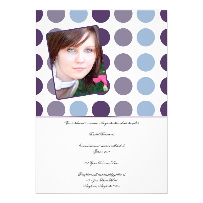 Purple Polka Dot Frame Graduation Announcement