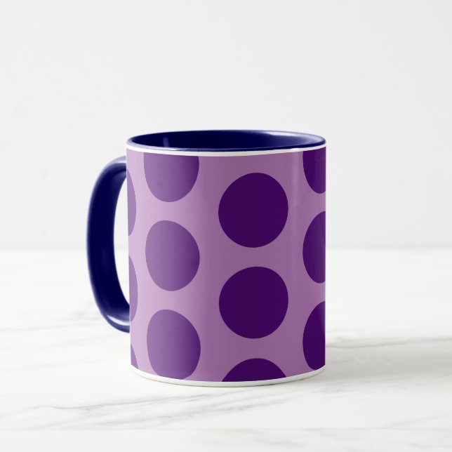 Purple Polka Dot Fun Art Mug Cup (Front Left)