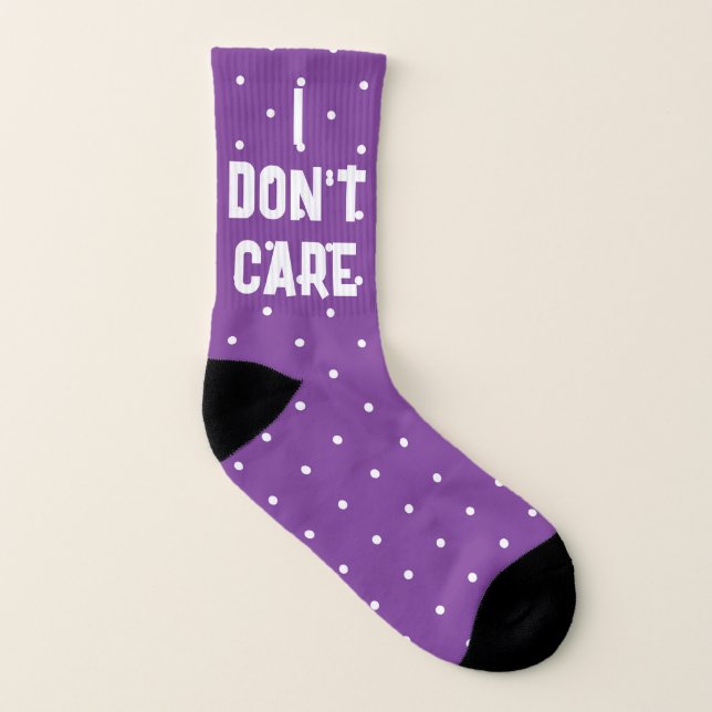 Purple Polka Dot “I Don’t Care” Funny Socks (Right Outside)