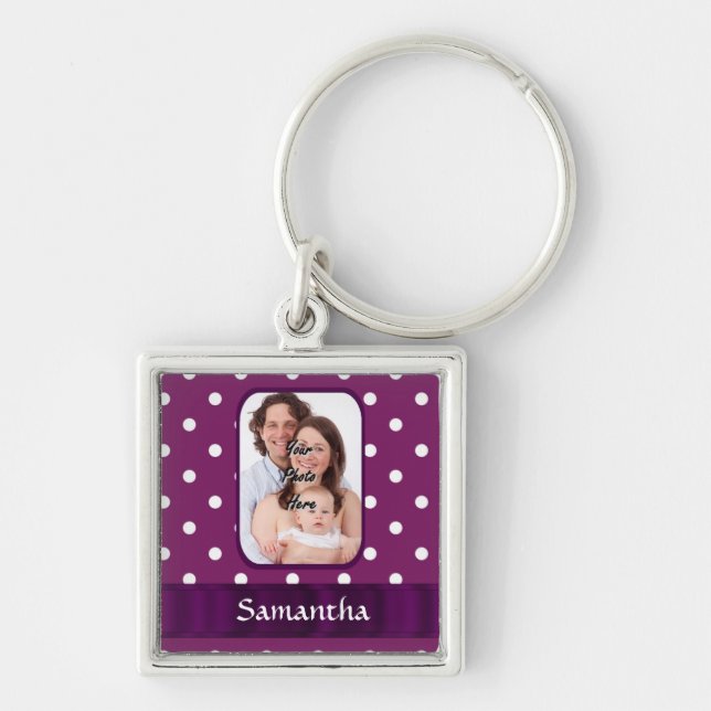 Purple polka dot keychain (Front)